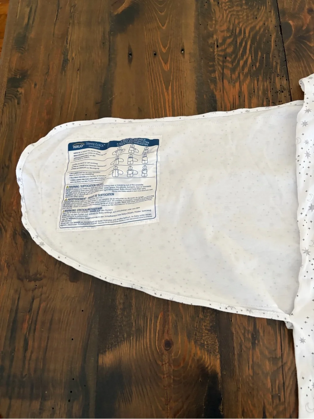 Halo White and Gray Star & Moon Sleep Sack Swaddle